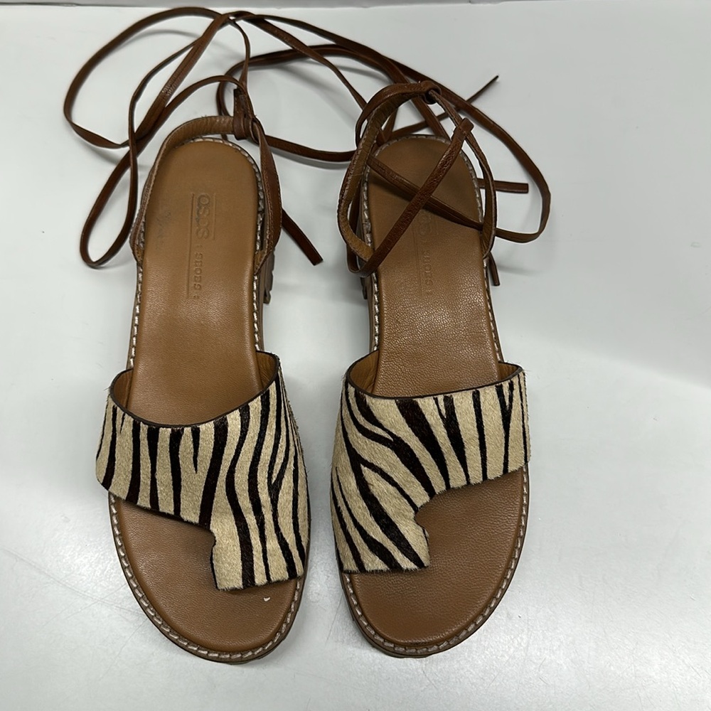 ASOS Cream and Brown Sandals with Chunky Platform - Picture 2 of 10